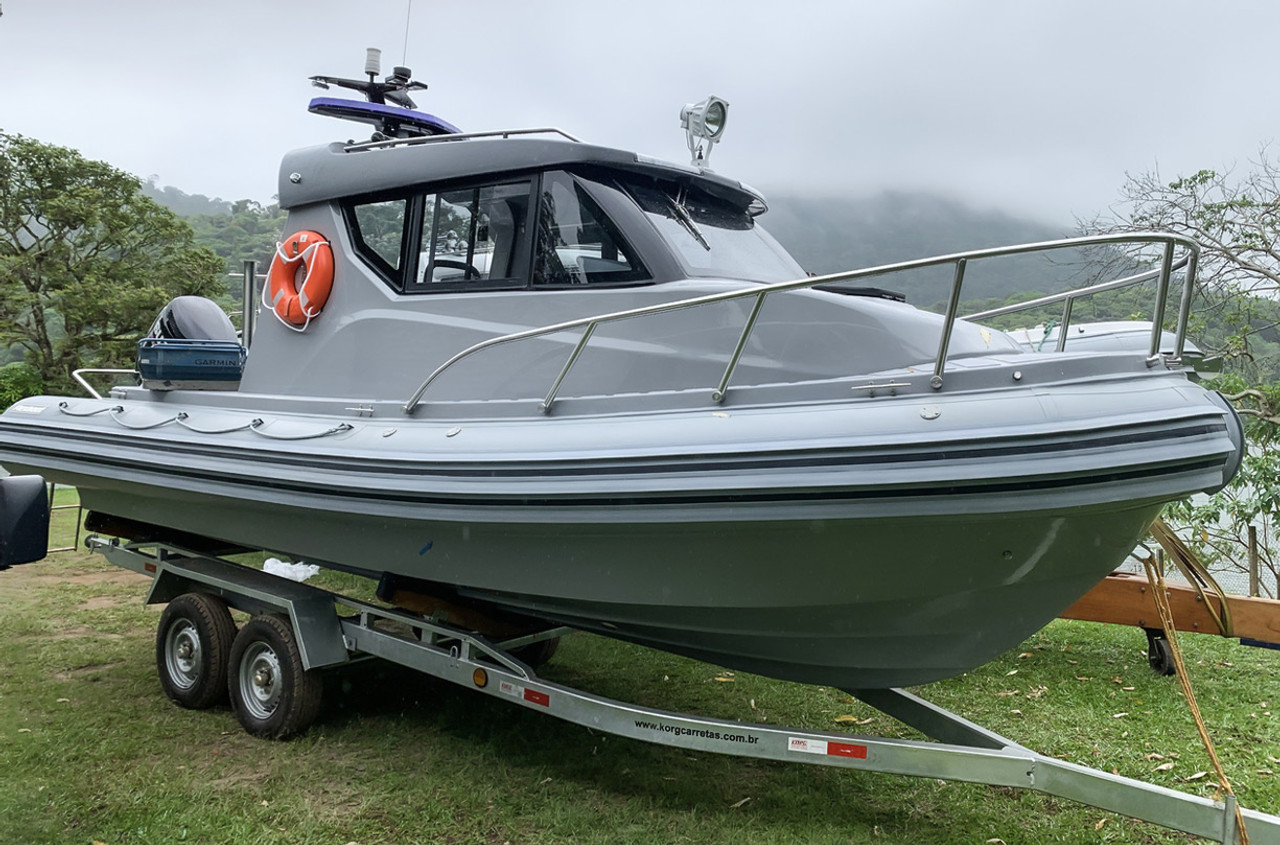 2022 Flex 680 Cabin Explorer with Mechanical Outboard Engine | Grey w/ Black Accents - Image 2